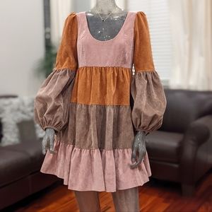 Cinq A Sept Amazing Corduroy Tiered Sandstorm Mini Dress Size 4 Nwt❤